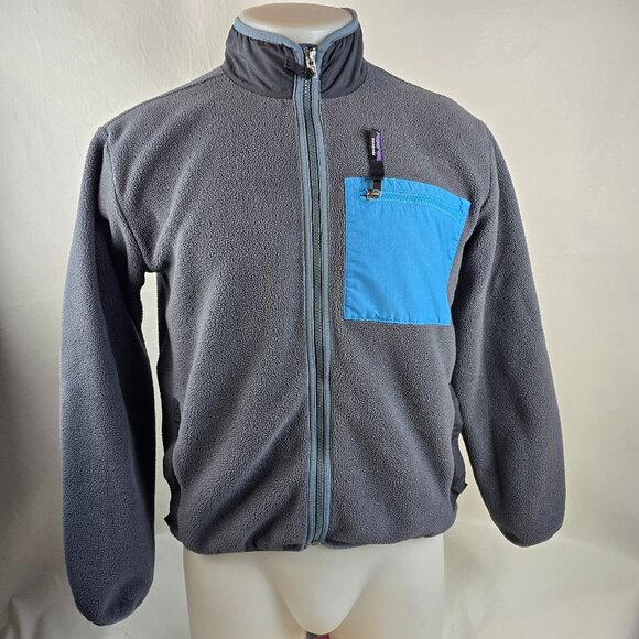 Patagonia Synchilla Jacket Kids 2XL 16-18 Grey Blue Full Zip Fleece Outdoors